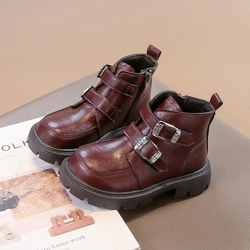 

Детские кожаные ботинки, детские модные ботинки в корейском стиле, однотонные универсальные ботинки, осень-зима 2023, новые мягкие ботинки принцессы для девочек