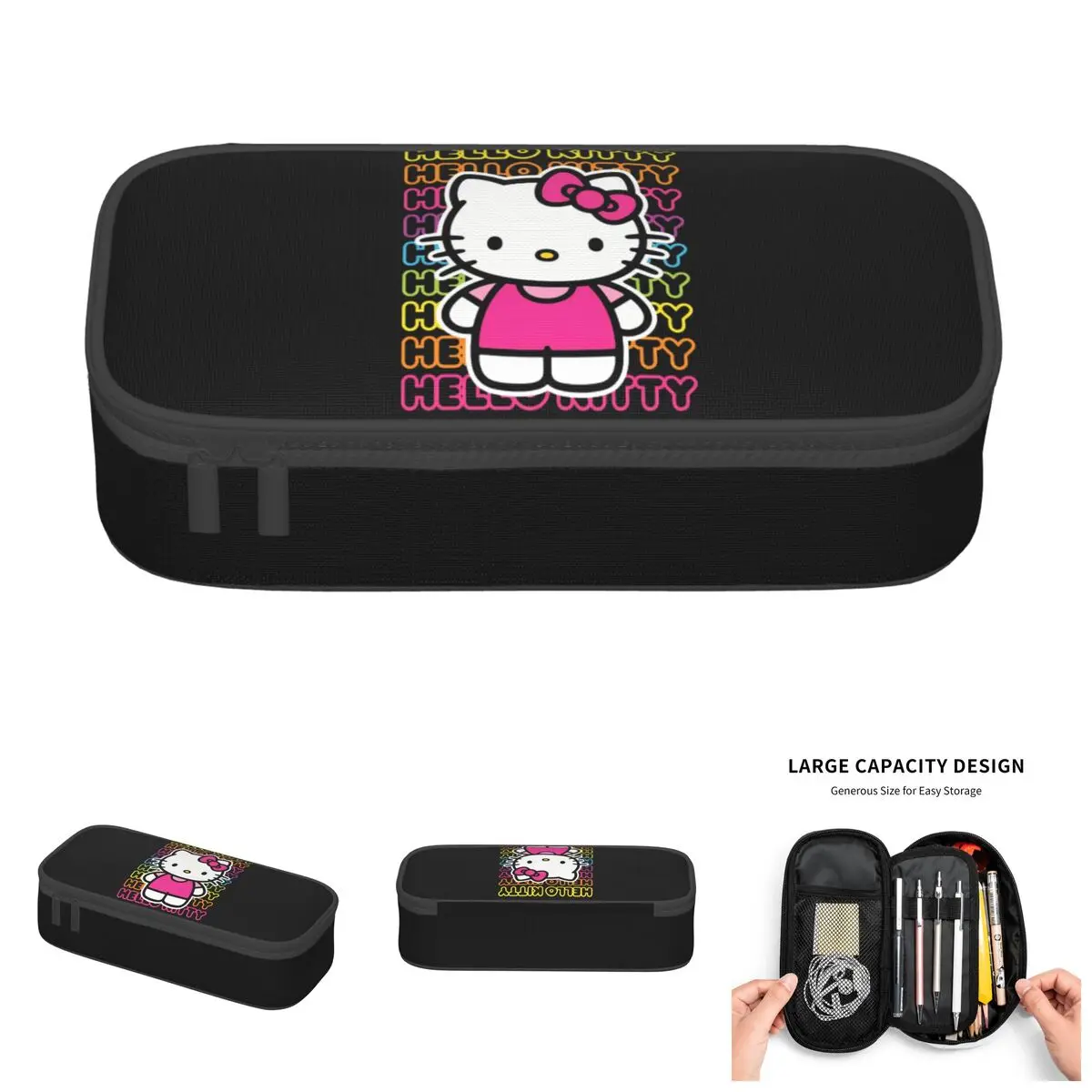 

Cute Cartoon Hello Kitty Bow Pencil Cases for Boys Girls Japan Anime Colorful Large Storage Pen Bag Box School Supplies