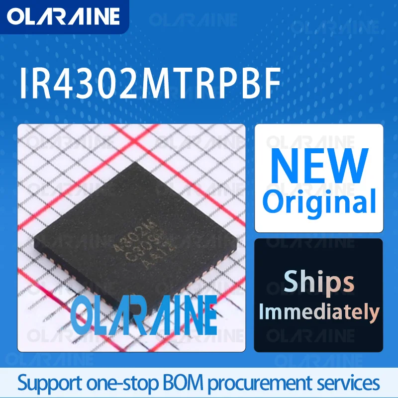 

1/5/10Pcs IR4302MTRPBF PQFN-44 original ic chip Audio amplifiers RoHS Output power 130 W 4 Ohms Voltage -15 V