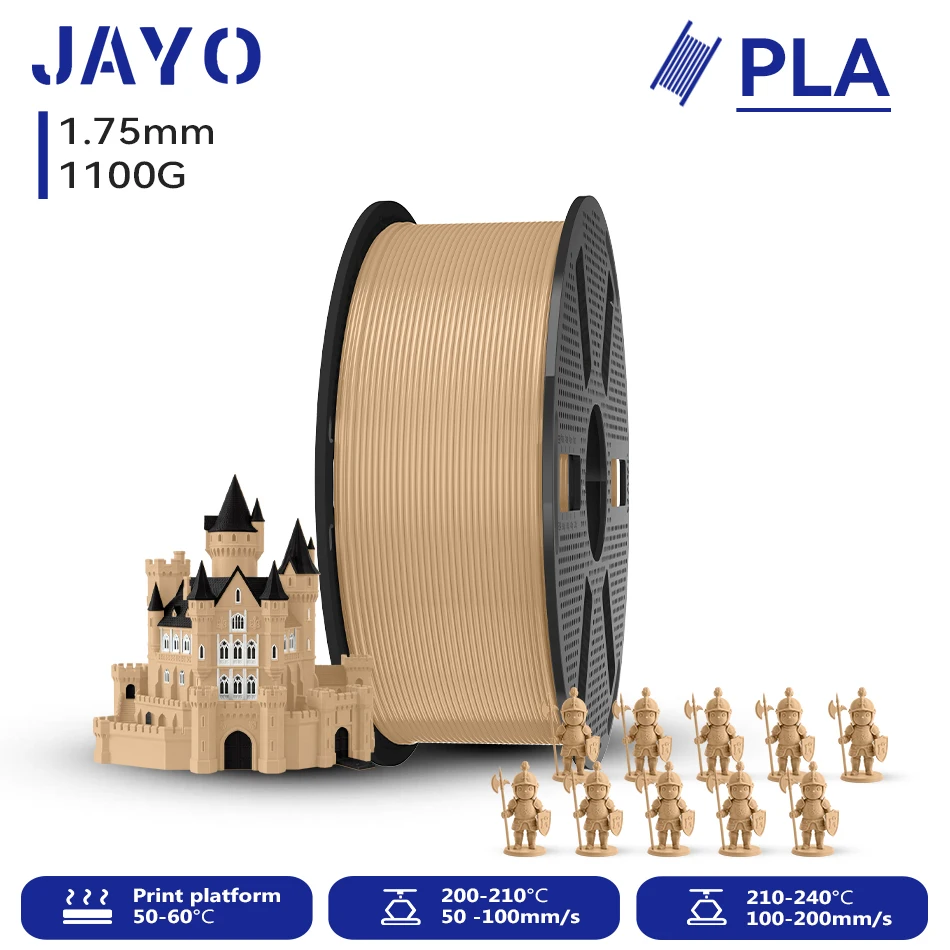 JAYO 1100G 3D PLA Druckerfilament 1,75mm Ungiftig & Blasenfrei PLA-Kunststoff als 3D-Druckfilament für 99% der 3D FDM Drucker & Stifte 1,1KG/Rolle