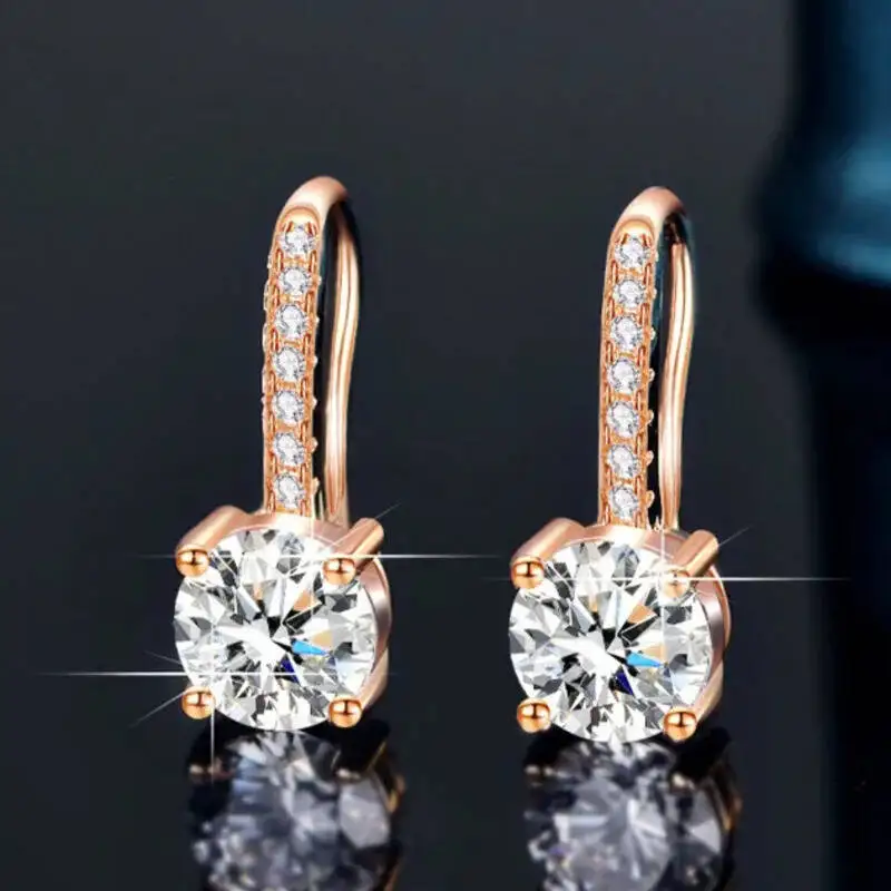 

Серьги-подвески JoiasHome из стерлингового серебра S925 с розовым золотом, муассанит 6,5 мм 8H8A, для повседневного ношения, женские ювелирные изделия