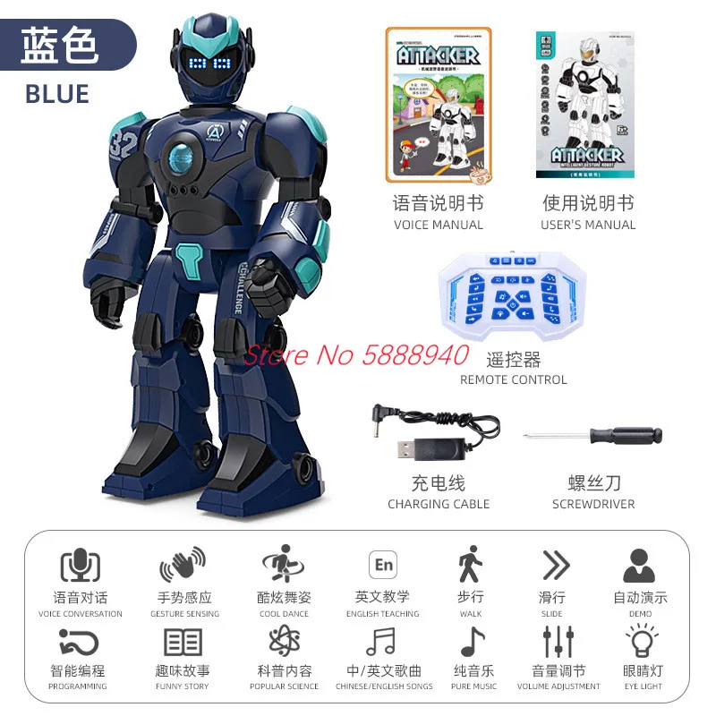 40CM Large Smart Voice Dialogue RC Robot 2.4G Gesture Sensing Programming Sing Dancing 3 Remote Control Modes Robot Kids Gift