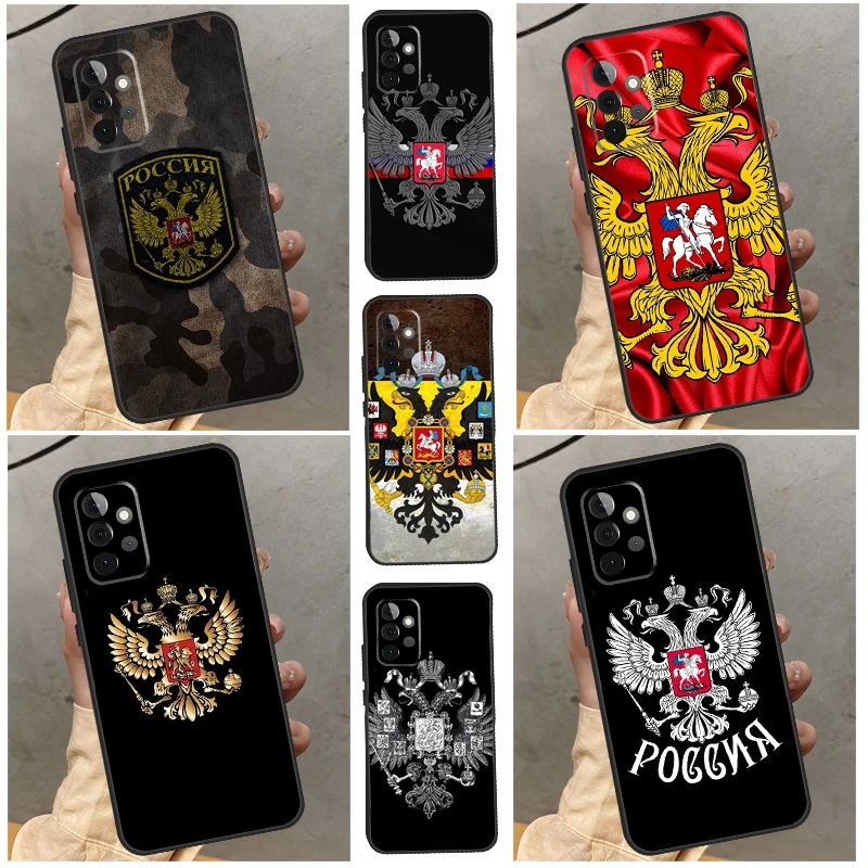 Russia Coat Of Arms Eagle Flag Case For Samsung Galaxy A54 A34 A14 A53 A33 A73 A13 A51 A71 A12 A22 A32 A42 A52 A50 Back Cover