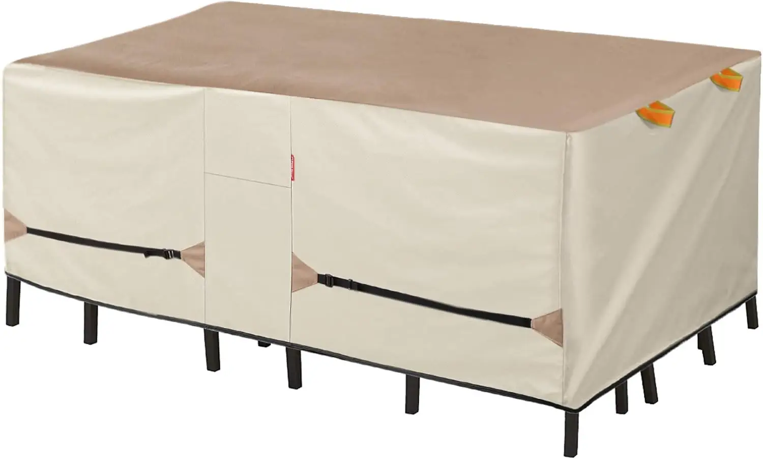 

Waterproof Patio Table Cover - 96x48 Inch Outdoor Dining Furniture Protector with Straps, Light Tan