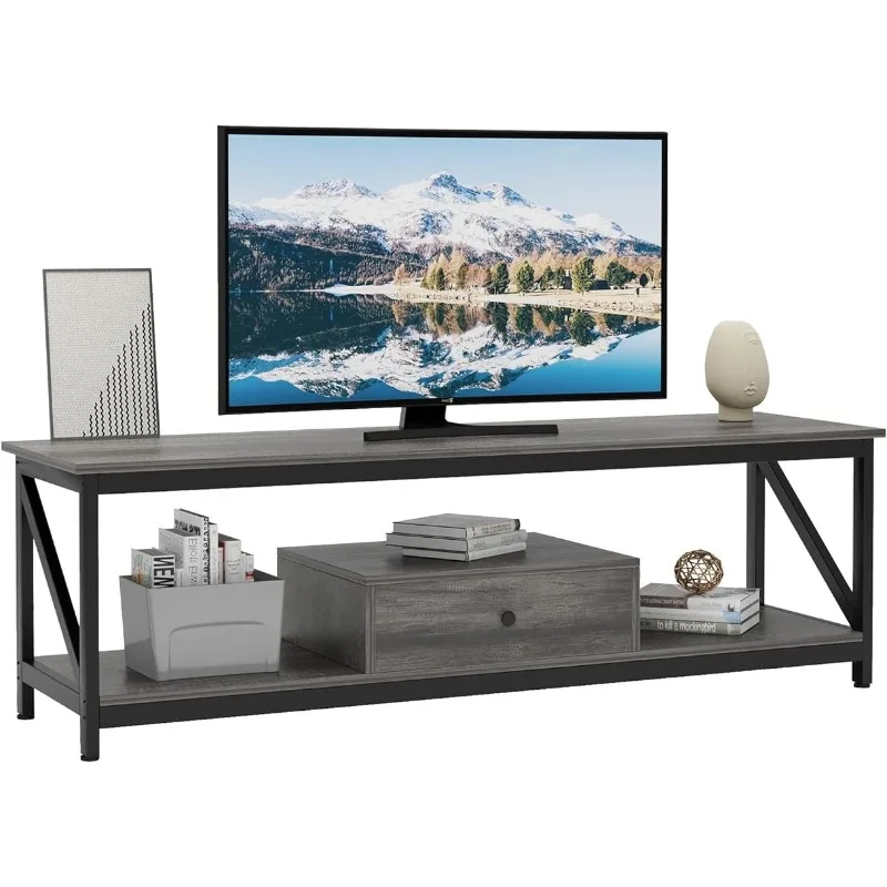 VERMESS TV Stand for 55 Inch TV with Storage for Living Room, Industrial Entertainment Center TV Console Table with Drawer