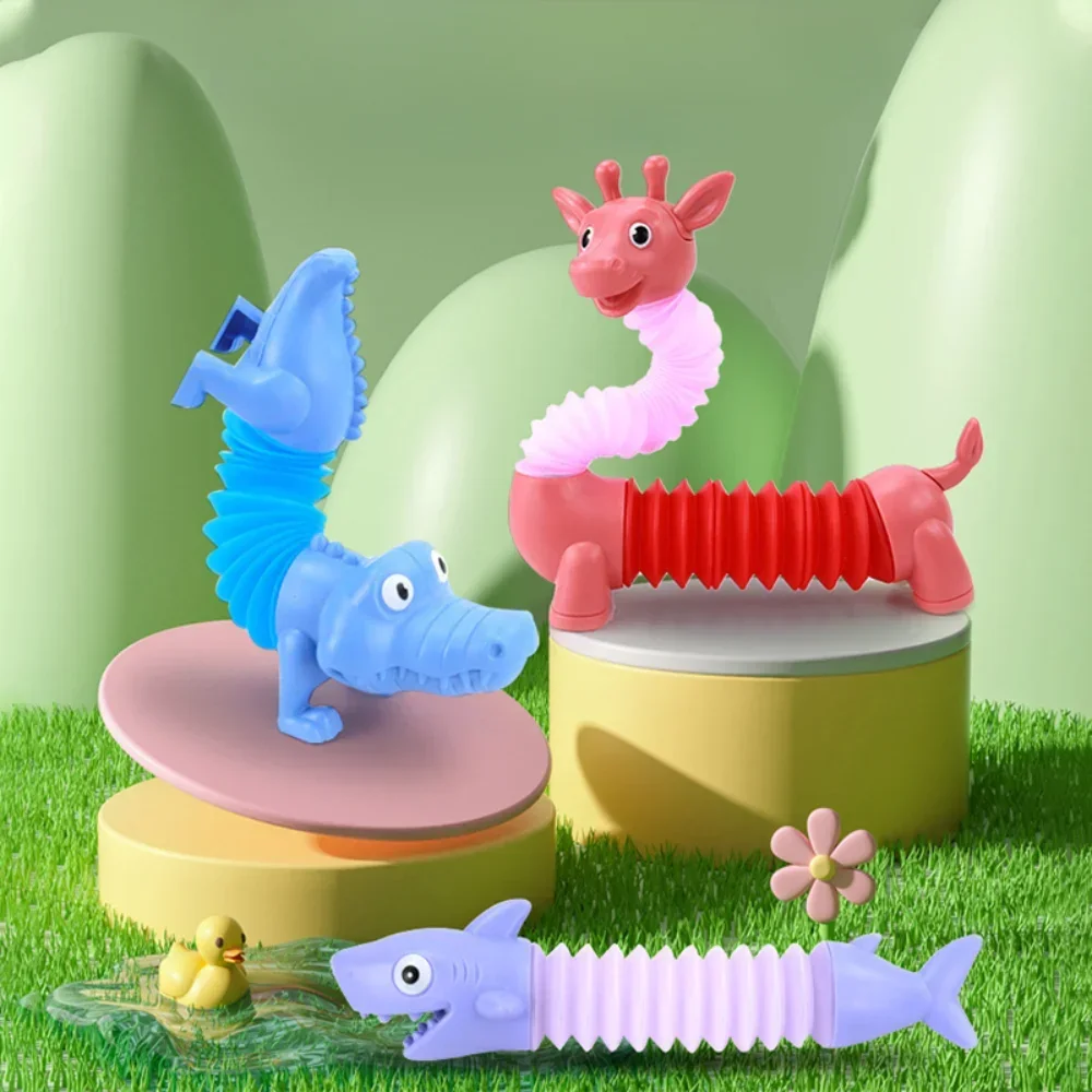 

1 шт., антистрессовая игрушка с животными, сенсорные трубки для малышей, снятие стресса, тревоги, сильфоны, игрушки для взрослых и детей, забавные сжимаемые игрушки, подарки