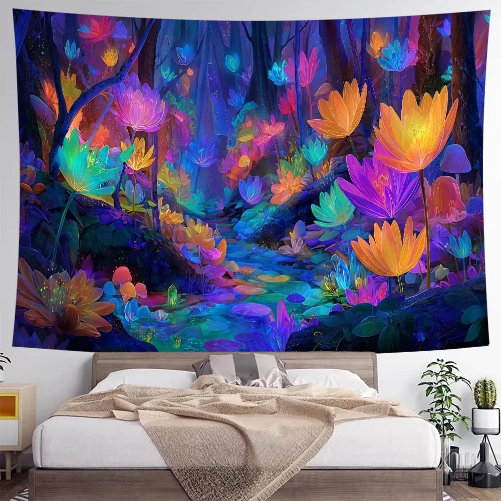 

Psychedelic floral tapestry wall hanging, background poster, wall decoration blanket, bed sheets, beach towels, fast shipping