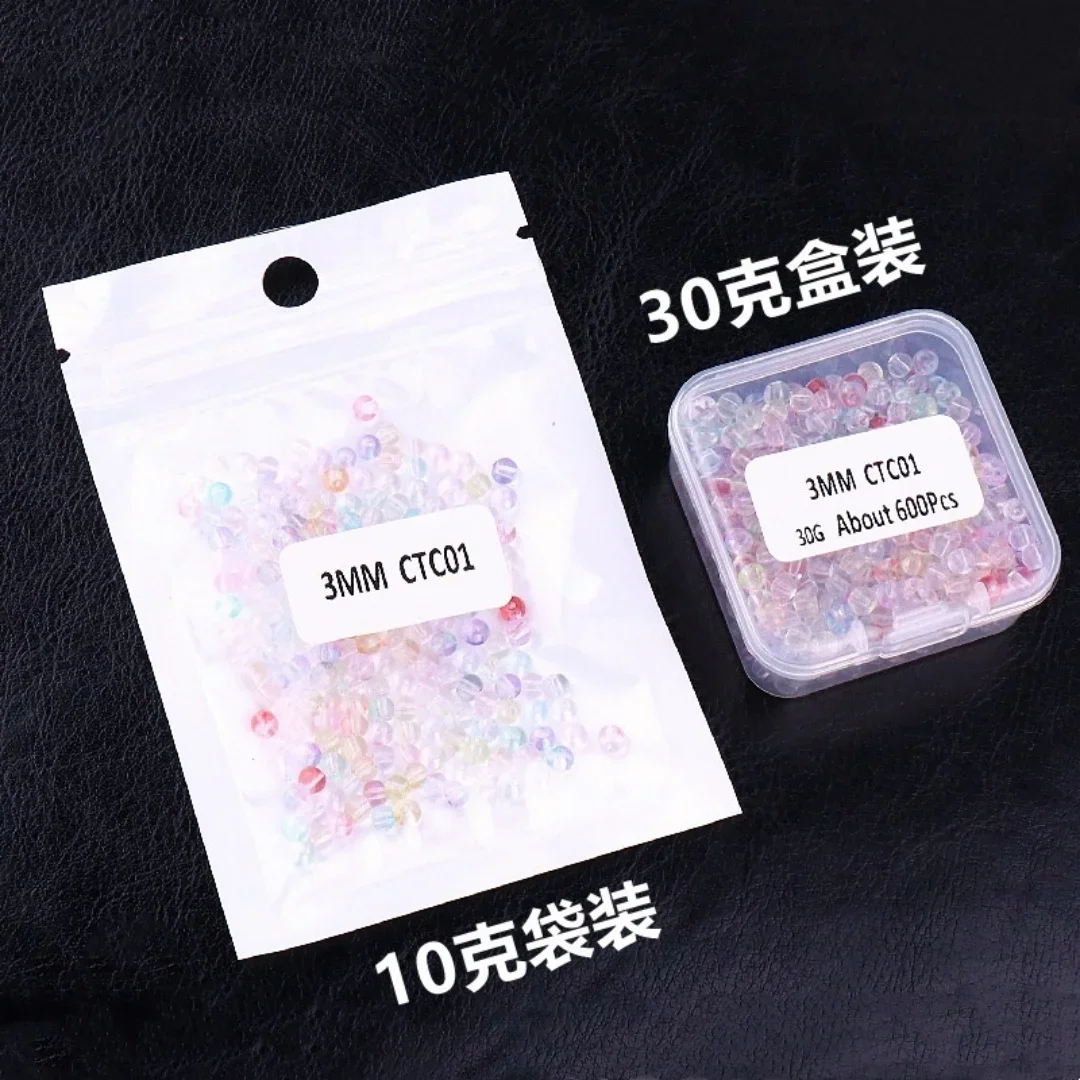 3mm 투명 투톤 그라데이션 유리 쌀알 비즈 수제 DIY 팔찌 목걸이 쥬얼리 의류 액세서리 루즈 비즈