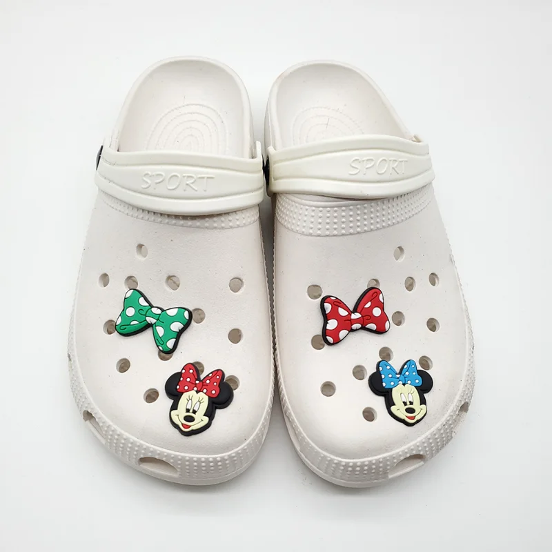 1Pcs Cute Disney Mickey Minnie Anime Shoe Buckle DIY  Charms Cartoon Character Bowknot  Accessories Kids Birthday Gift