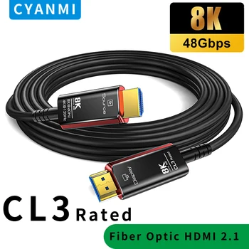CYANMI HDMI 케이블 50FT 길이, 8K 초고속 HDMI 2.1 케이블 [벽내 CL3 정격, 48Gbps] 8K@60 4K@120Hz/144Hz, HDMI 코드 eARC HDCP 2.2&2.3, Xbox/HDTV/PS5/RTX 3080과 호환 가능 3090 이상