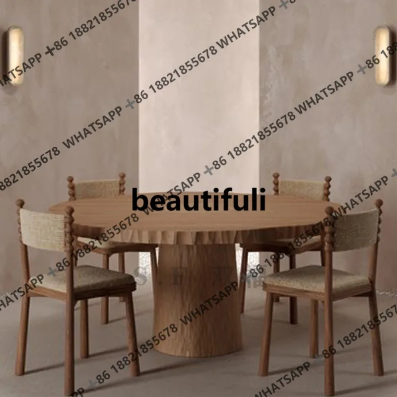 New medieval solid wood round dining table designer creative office negotiation table living room home long dining table
