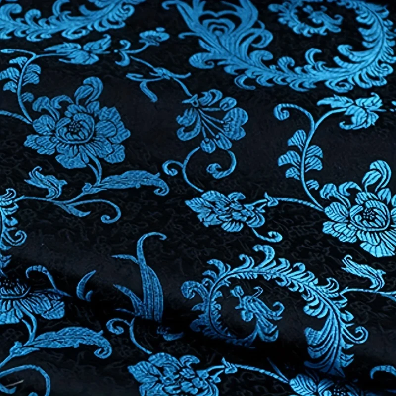 3D Blue Phoenix Tail Brocade Fabric — Premium Sewing Material for Garments, DIY Curtains, and Decor; Sold by the Yard.