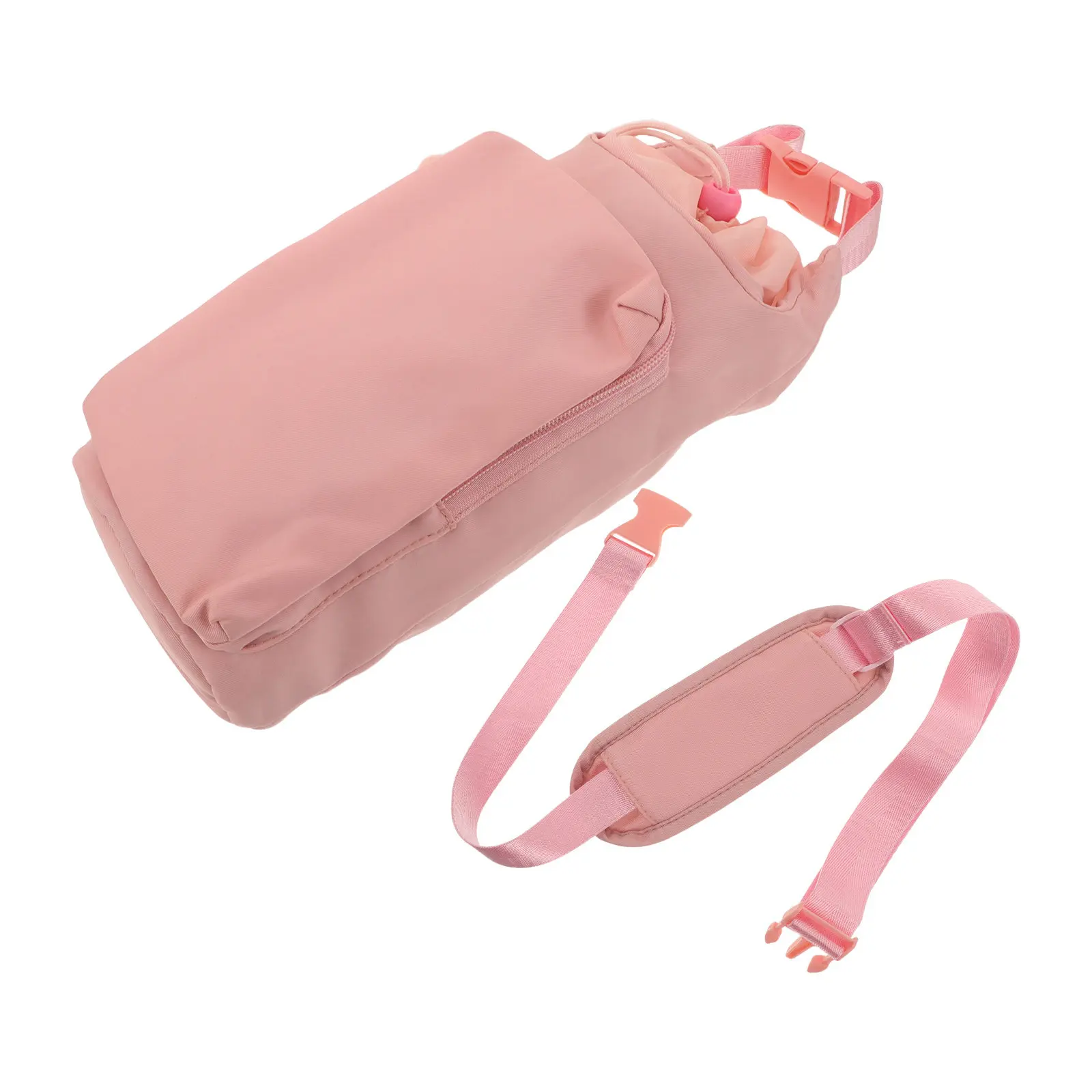 Pink Crossbody Water Bottle Carrier Bag Insulated Thermal Sleeve Elastic Opening Splash Resistant Outdoor Sports Hiking Cycling