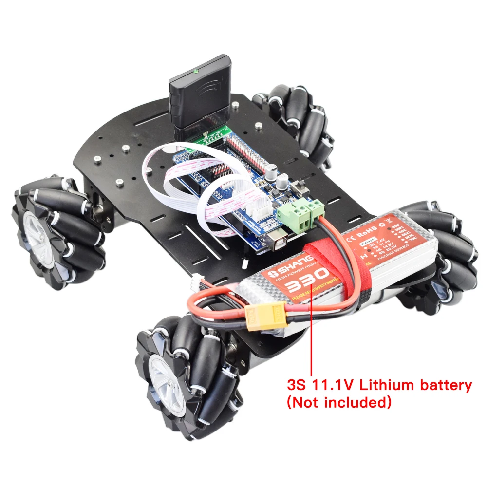 아두이노 Mega2560 용 RC 메카넘 휠 로봇 자동차 섀시 키트, 15KG 페이로드, 12V 인코더 모터 포함, DIY 스템 장난감, PS2