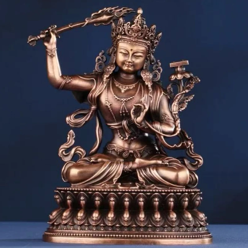 

Tibetan-Style Manjusri Bodhisattva Statue,Red Copper Exquisite Nepal Tantric Altars Home Decorative Bodhisattva Buddhist Item