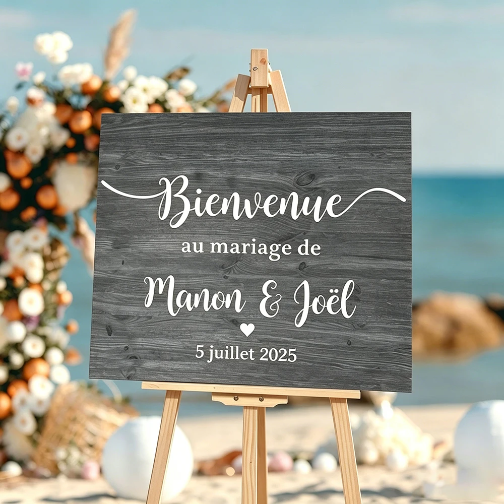 Bienvenue Wedding Mirror Vinyl Decal Custom Names Wall Sticker French Style Wedding Welcome Sign Stickers Romantic Mariage Décor