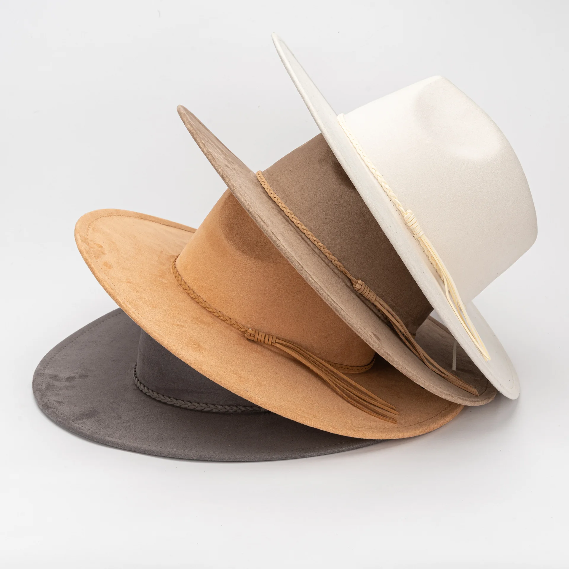 Sombrero de Ala Ancha de 9.5CM con Borlas de Gamuza para Mujer, Elegante Sombrero Fedora de Gamuza para Fiesta o Boda, Sombrero Panamá para Hombre, Estilo Jazz, Chapeau