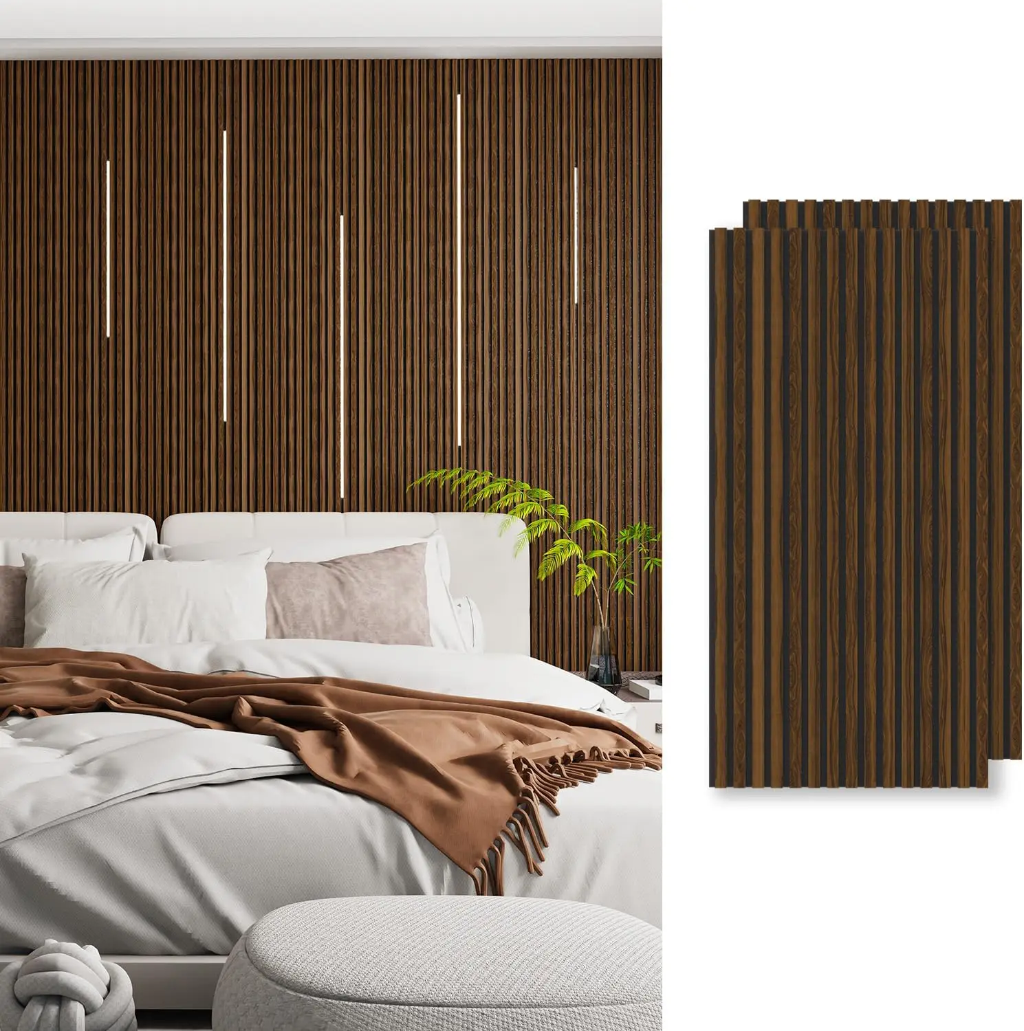 

Деревянные стеновые панели, 2 шт., 48'' x 24'', акустические панели для внутреннего декора, отделка под орех