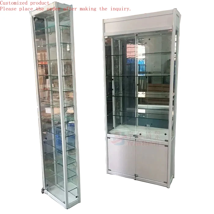 

Custom.Aluminium Alloy Showcase Case Glass Display Cabinet Jewelry showcase Shelves