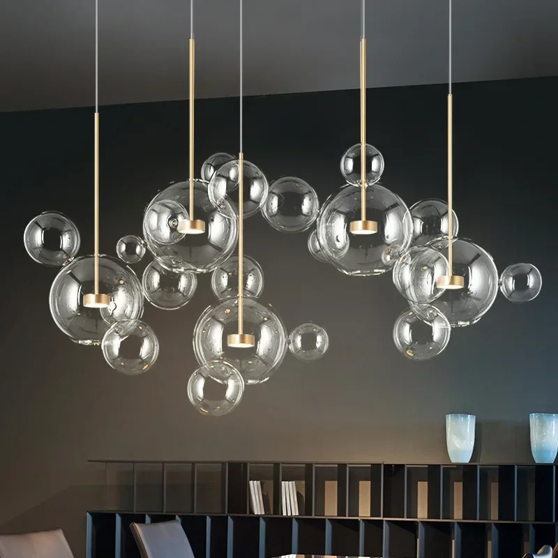 

Modern Design Glass Ball Led Pendant Light Living Dining Room Chandeliers Lighting Home Decor Bedroom Bar Hanging Lamps Fixtures