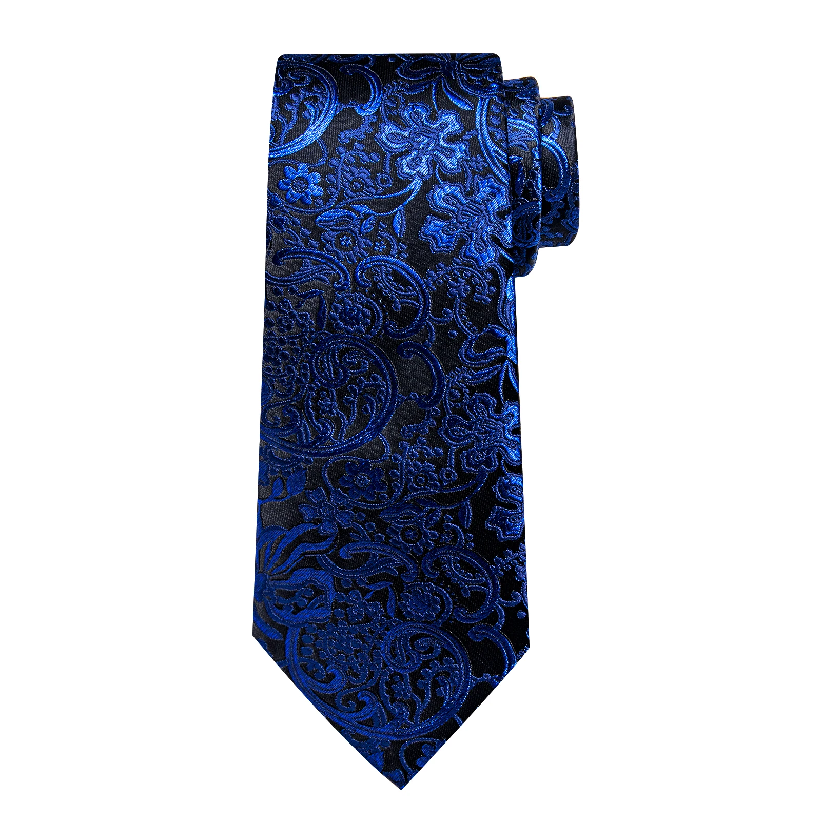 Gravata de seda floral azul sólida masculina, abotoaduras de lenço, gravatas de negócios, festa de casamento, comprimento 150cm, presente da moda