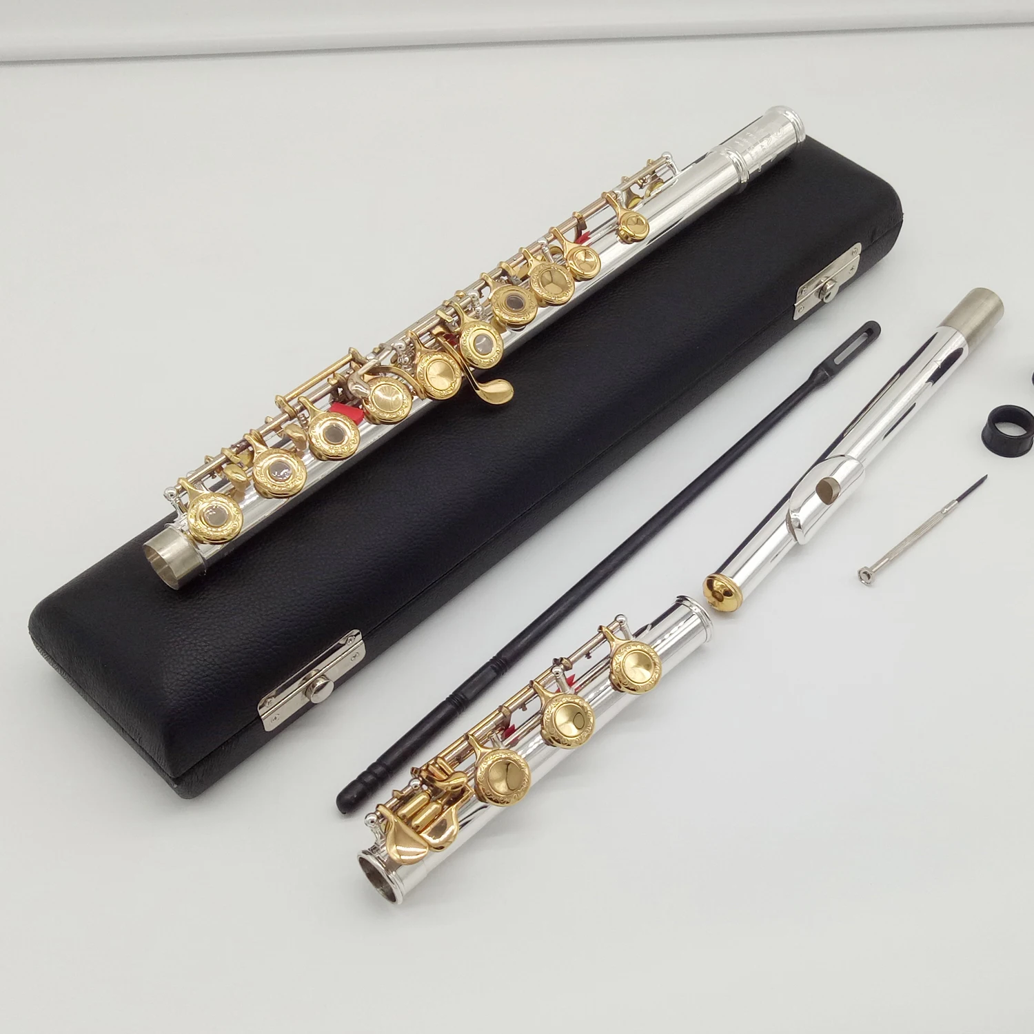 Music Fancier Club Professional Flute 372 Engraving Hand Carved Keys Gold Plating Flutes B Leg Open Holes 17 Gold Keys