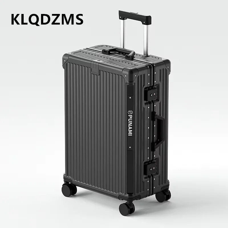 KLQDZMS koper beroda 20 inci, koper bergulir bingkai aluminium 24 "28" pengisian USB dengan kata sandi