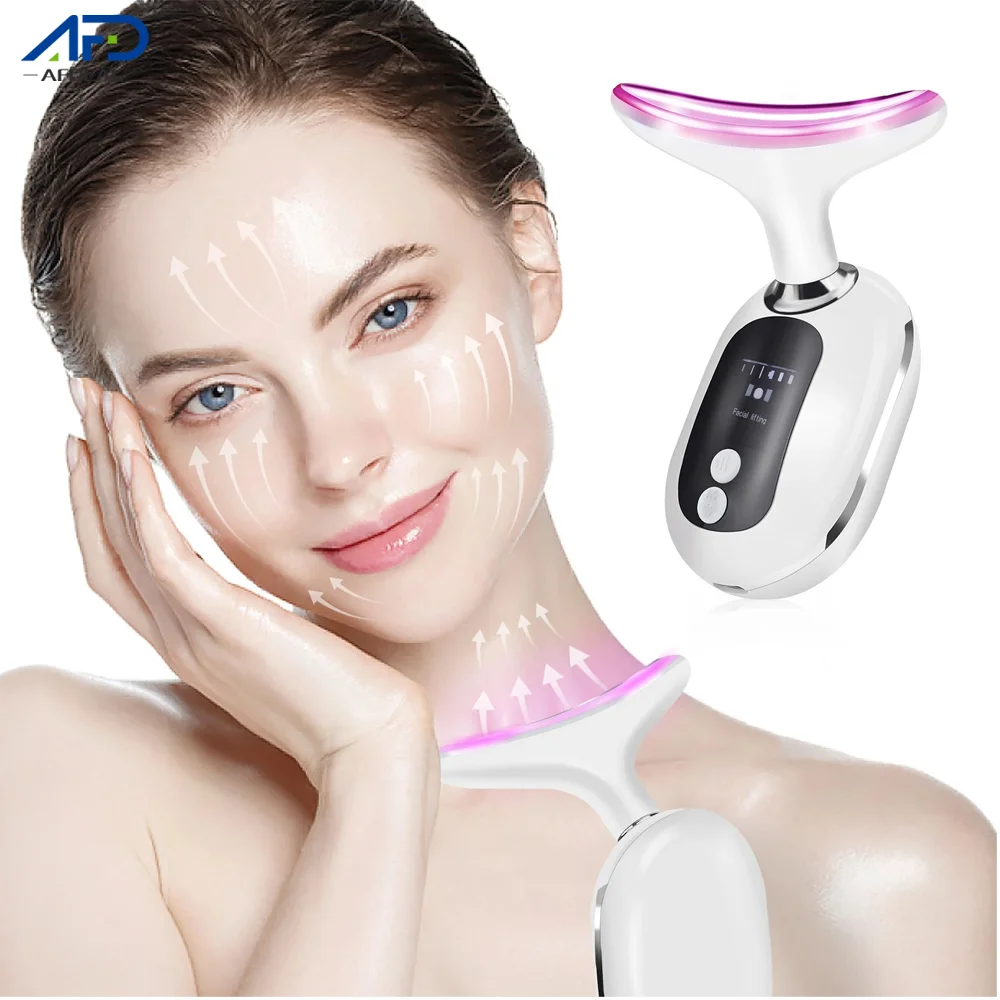 

Перезаряжаемый электрический массажер для шеи и лица, 3 режима освещения, лифтинг для лица, укрепляющий, уменьшает двойной подбородок, против морщин, светодиодный косметический прибор