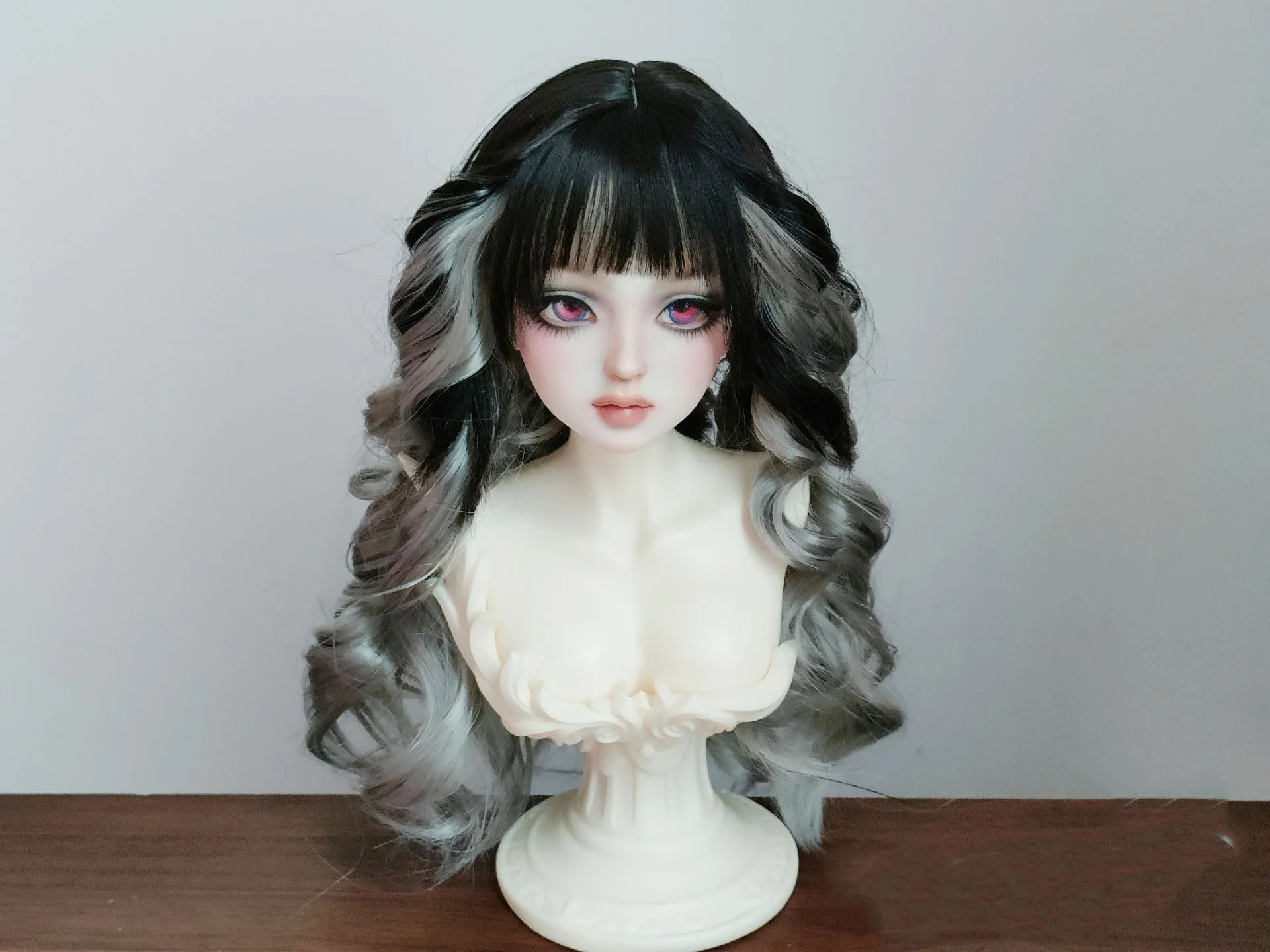 Peluca BJD de pelo rizado doble teñido, accesorios para muñecas, moda 1/3