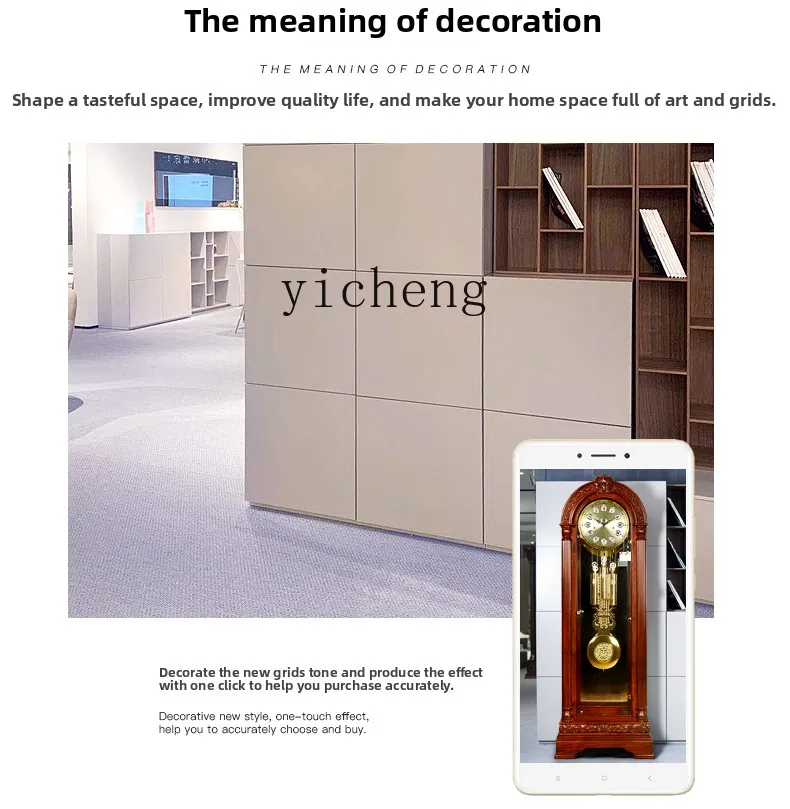 L8-13 European floor clock Living room floor clock Vertical light luxury mahogany retro mechanical floor clock
