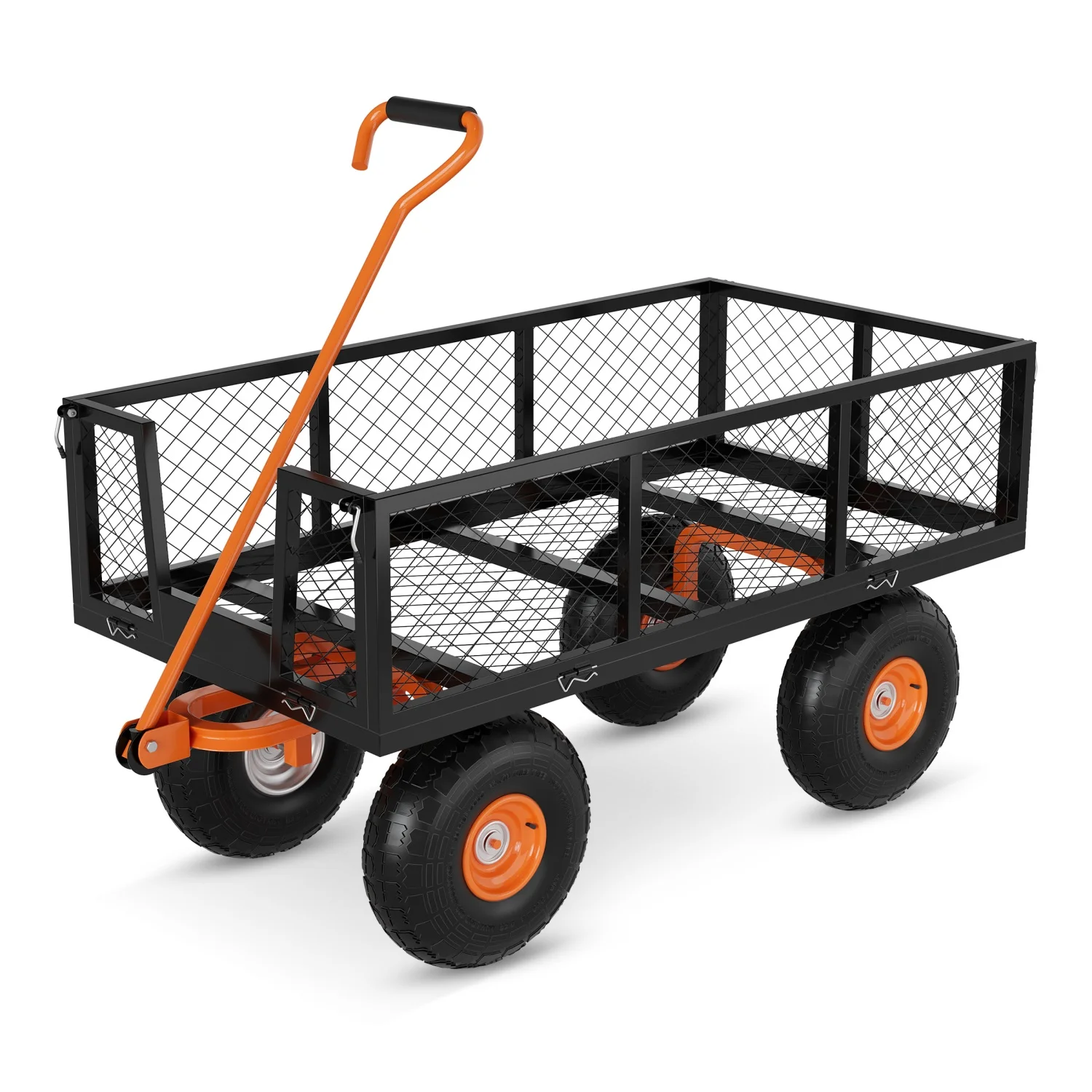 Heavy Duty Steel Garden Cart 500 LBS Capacity 3 in 1 Pullable Garden Wagon with 10 in Wheels for Gardening Soil, Tools, and Plant Transport
