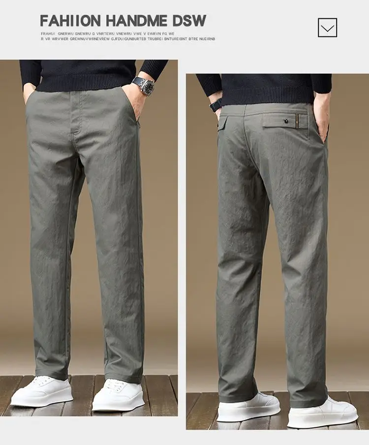 Herren Business-Hose, Gerade Passform, Baumwolle, Lässige Hose, Modische Herrenhose mit Elastischem Bund, Dehnbar, für Frühling und Herbst, Vielseitige Arbeitshose – Detail 17