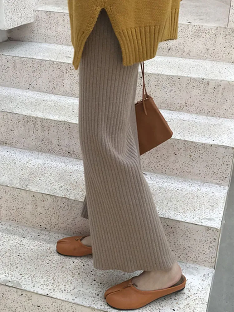 

Emily Clud Recommended Knitted Wide Leg Pants Women's Woolen Noodle Pants Straight Nine-Piece andmother Pants High Waist Wi...