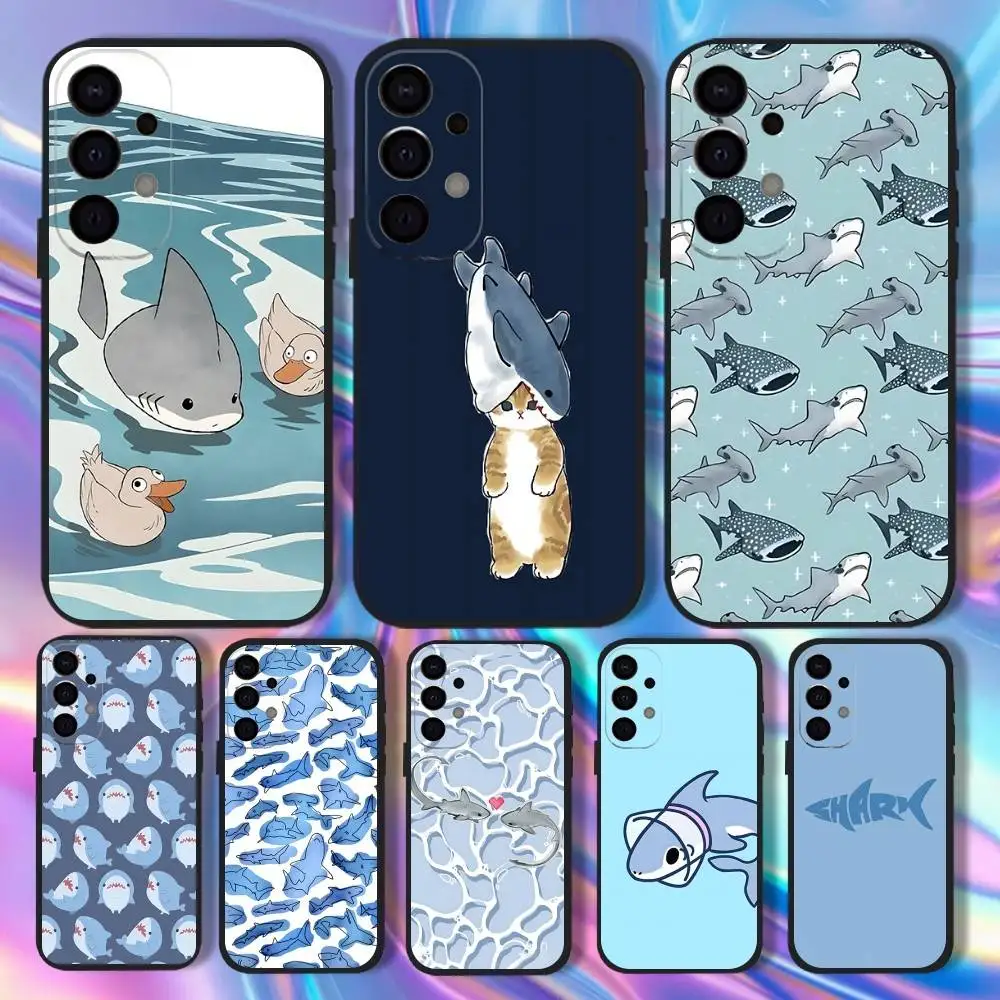 

Cute Cartoon Blue Shark Phone Case For Samsung S25,S24,S21,S22,S23,S30,Ultra,S20,Plus,Fe,Lite,5G Black Cover