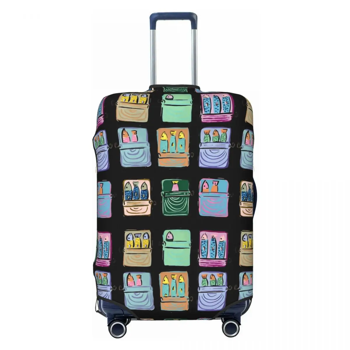 

Vibrant Retro Sardines Suitcase Cover Cruise Trip Vacation Practical Luggage Case Protector