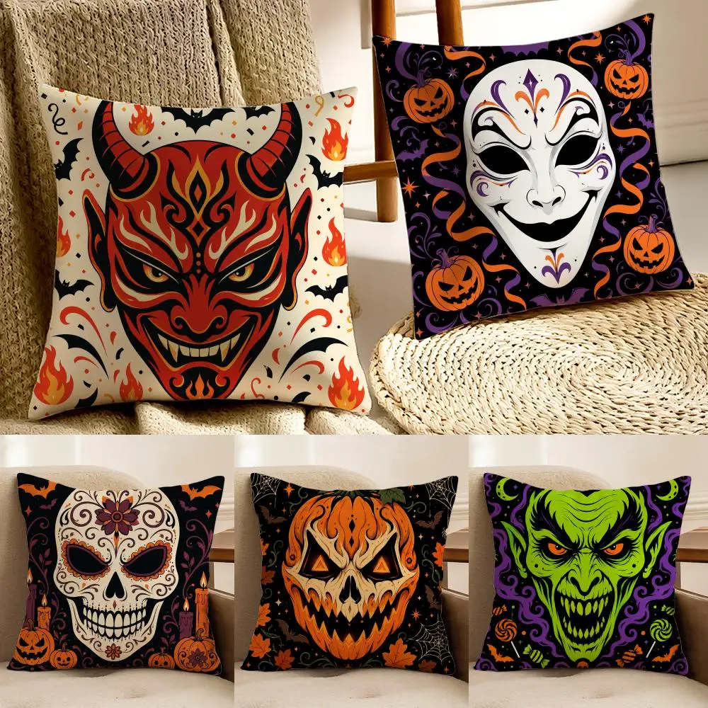 Halloween Ghoul Face Cushion Cover Pillowcase Anti-dustmite living Room Sofa Decor Cushion Room