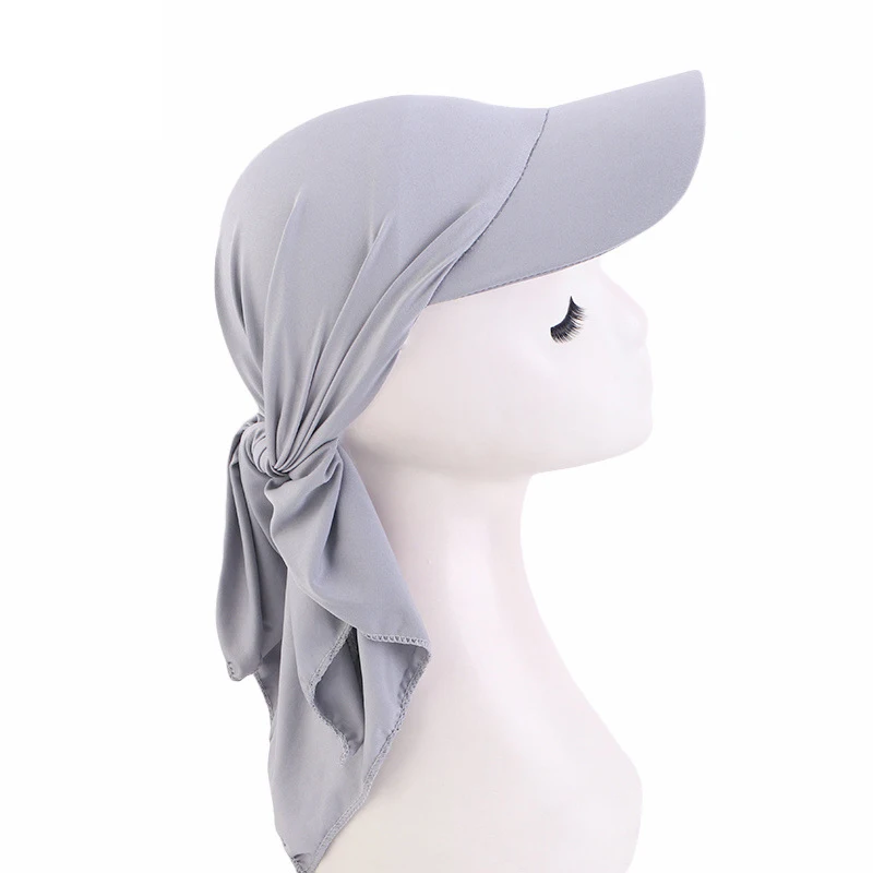 Women Brim Bandana Scarf Cap Sun Visor with Pre-Tied Stretch Turban Headscarf Head Cover Hair Loss Scarf Wrap Beach Outdoor Hat