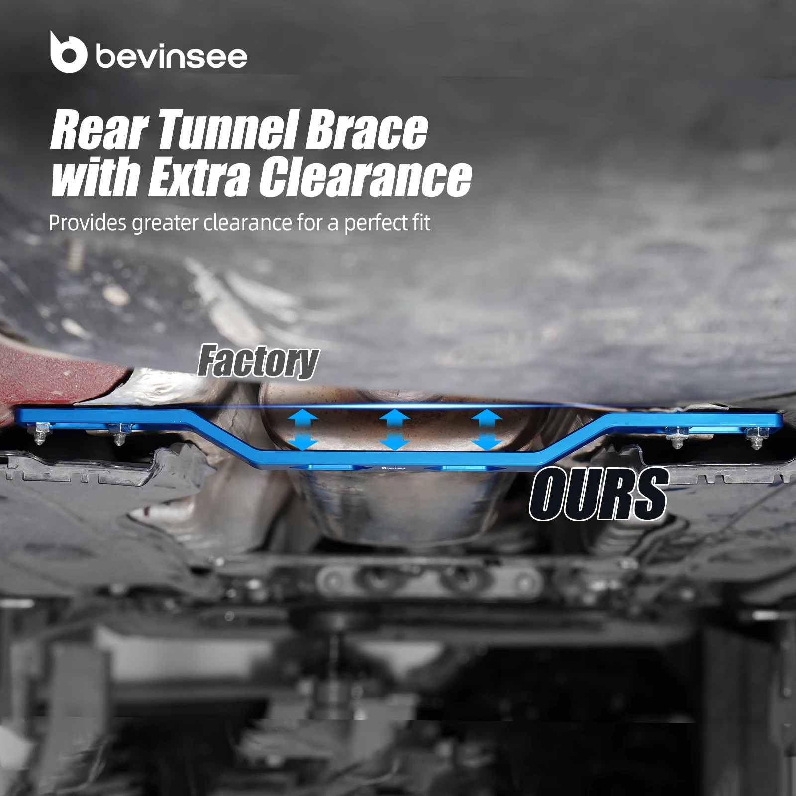 BEVINSEE Rear Tunnel Brace for Audi A3 Q2, for VW for Golf MK7/MK8 for Passat B8, for SEAT Leon 5F/Ateca, for Skoda Octavia 5E