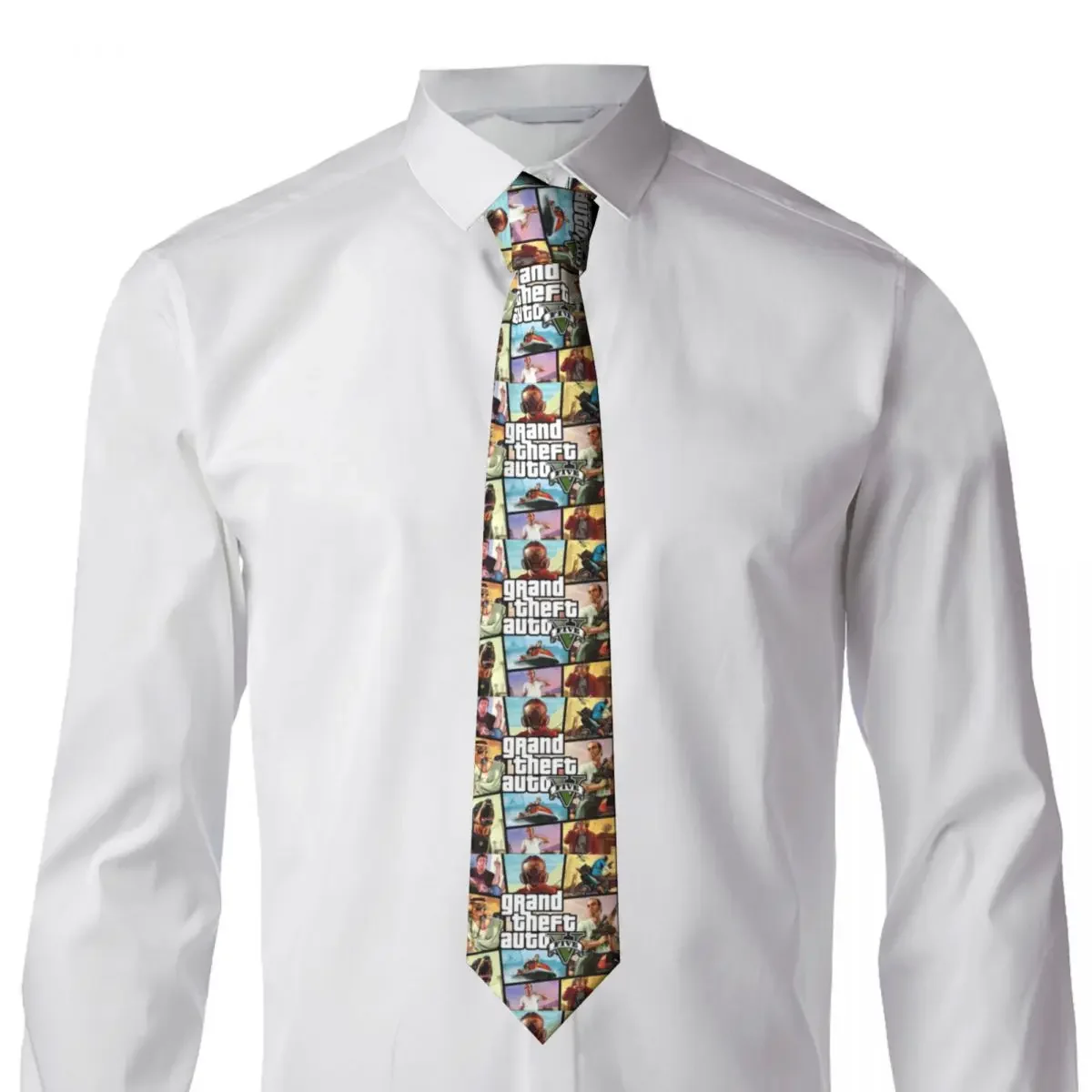 Classic GTA 5 Video Game Neckties Men Personalized Silk Grand Theft Auto Business Neck Tie