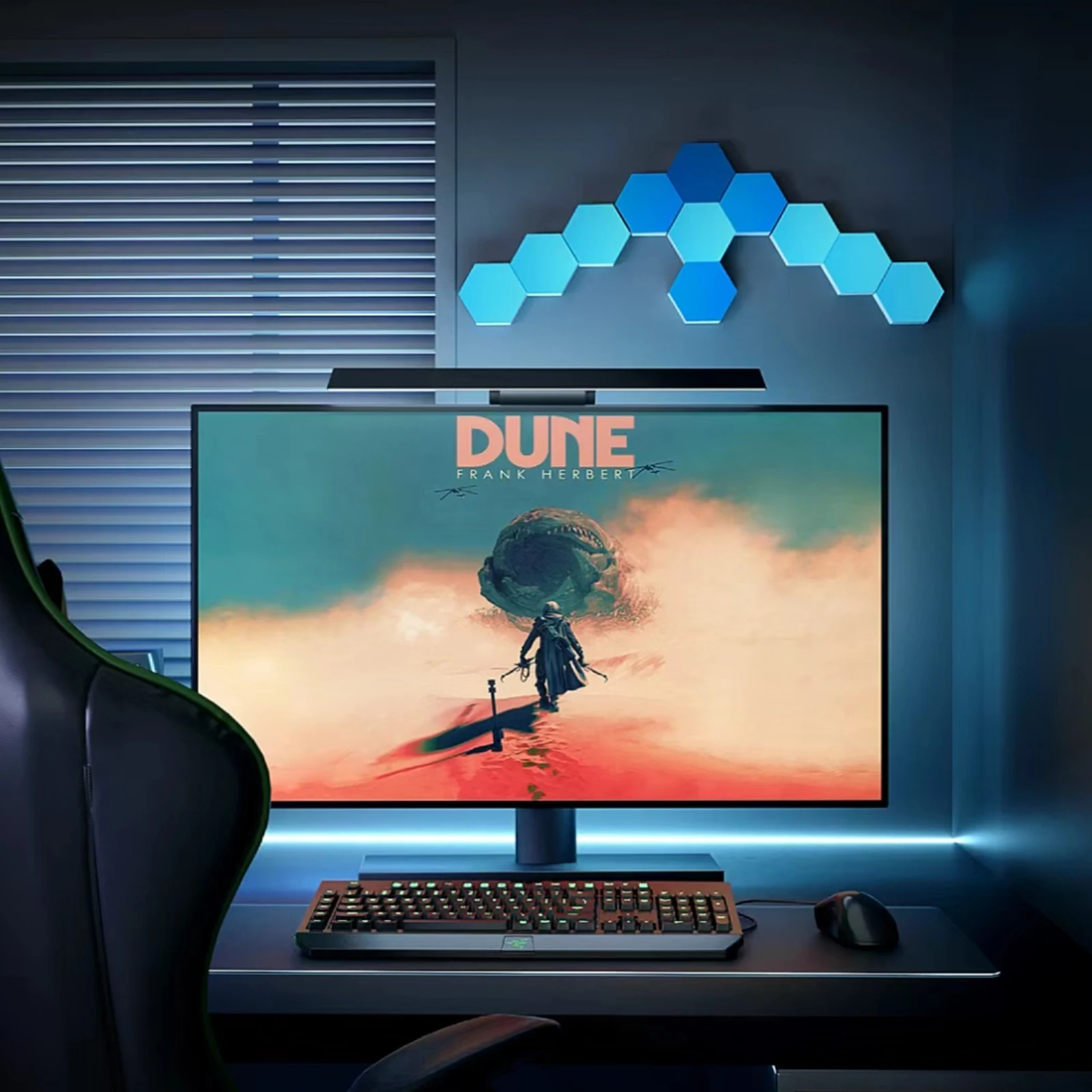 Ferngesteuerte geometrische sechseckige LED-Mehrfarbenleuchten, Wohnzimmer, Schlafzimmer, Arbeitszimmer, DIY-Atmosphäre, Dekoration, Wandleuchten