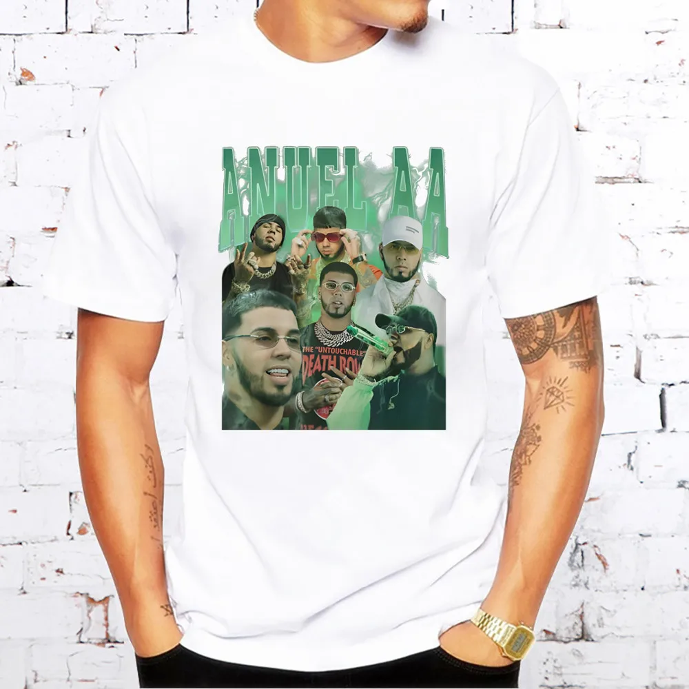 Anuel AA Anuel Vintage Hasta La Muerte Summer New 90 's Short Sleeve Print Clothing Men's T-Shirt Harajuku Graphic Clothing