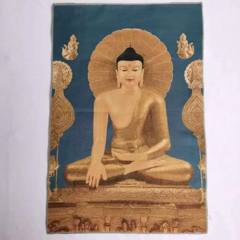 Chinese Buddhism Cloth Silk Sakyamuni Buddha Tathagata Tangka Thangka Mural