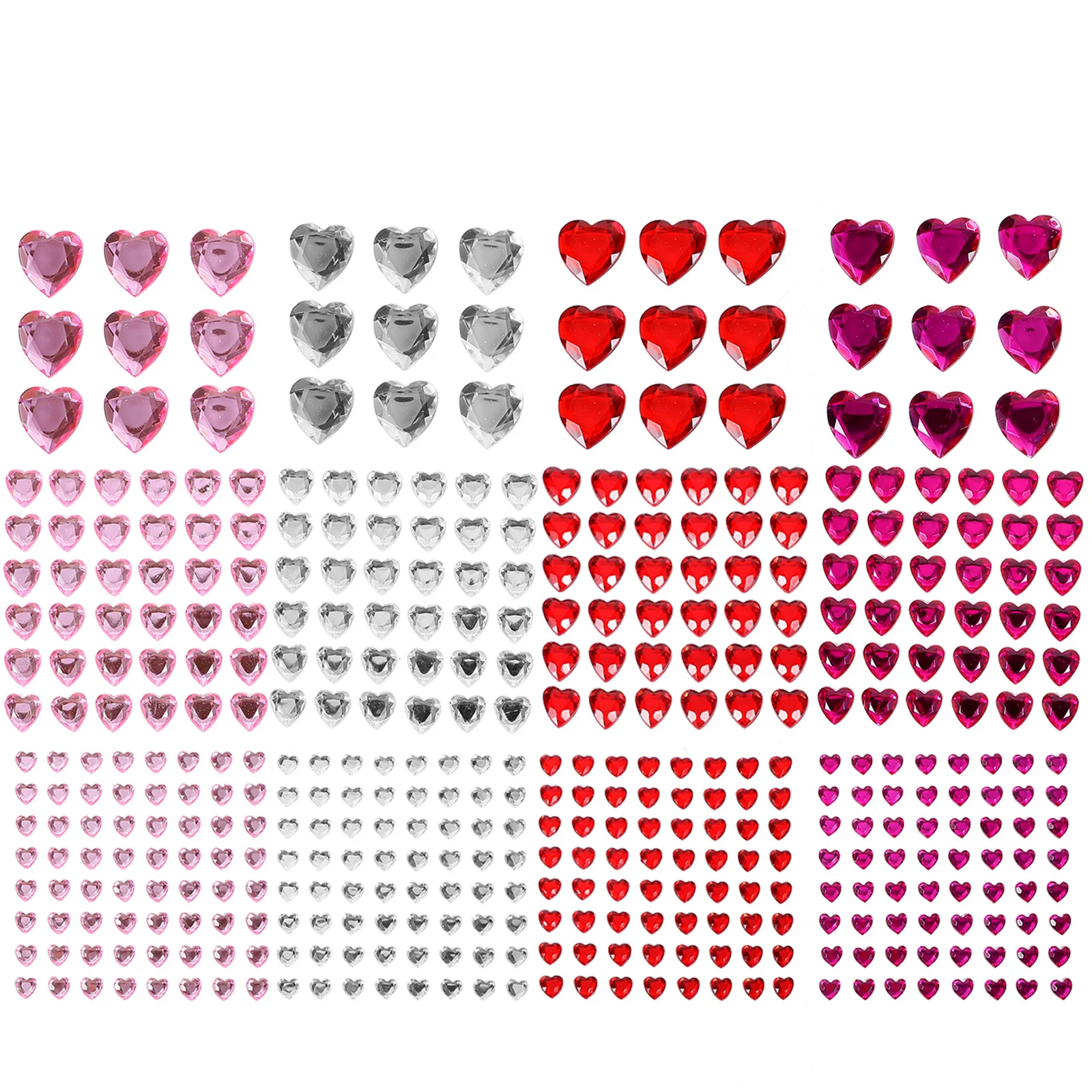 12 fogli adesivi con strass a forma di cuore, gemme acriliche per il viso, decorazioni artigianali per nail art, gemme per trucco autoadesive, attaccare sui gioielli