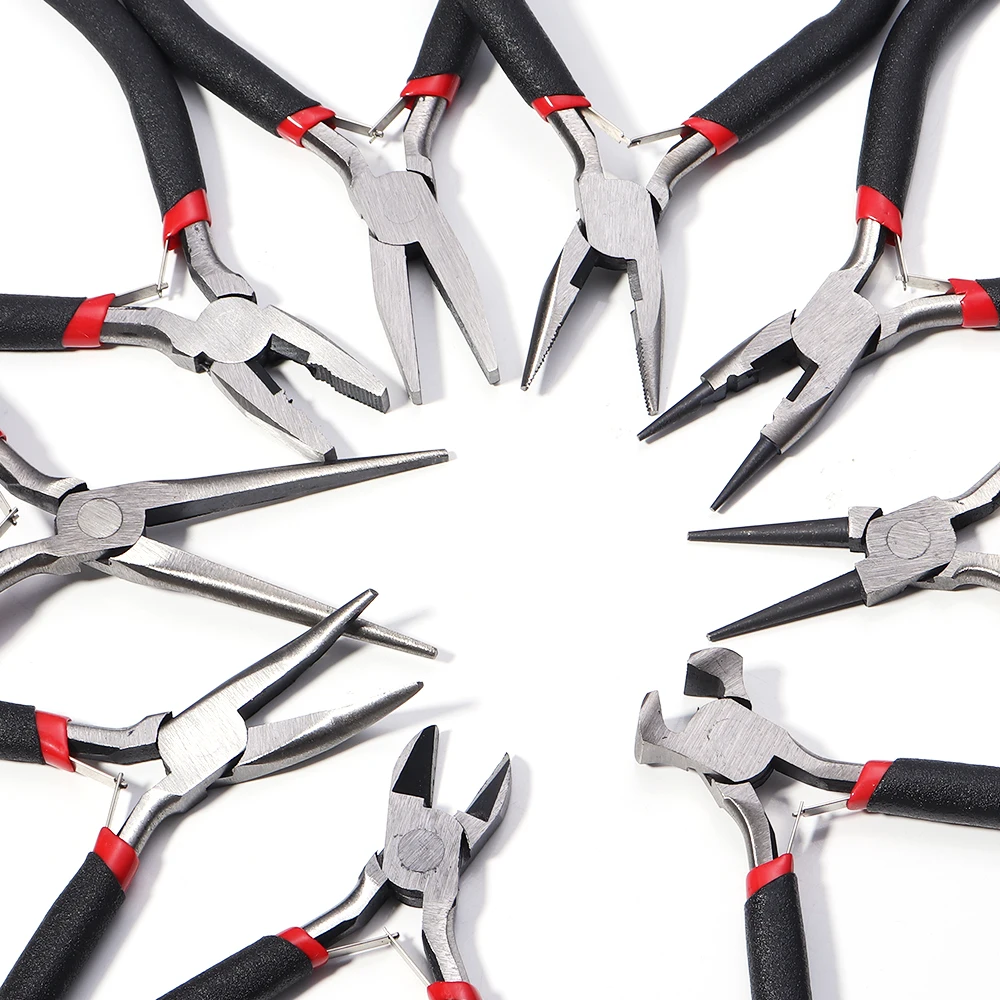 Black Handle Steel Needle Nose End Cutting Jewelry fixing Jewelry Pliers Tools & Equipment Kit for DIY Jewellery Making