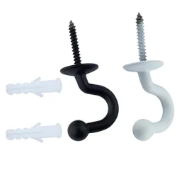 Black/White Wall Hook with Screws for Hanging Towel Clothes Hat Bag Keys Vintage Bathroom Organizer Kitchen Hanger Hooks 61*27mm