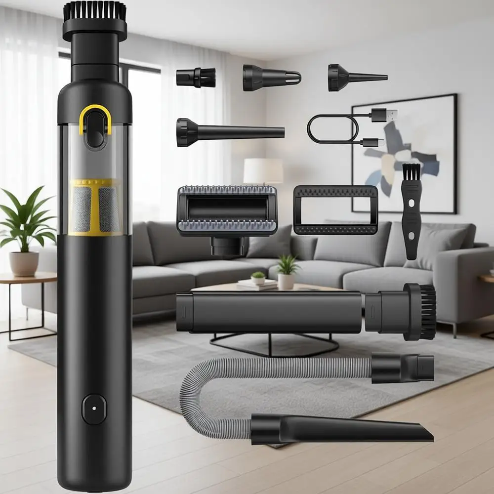 

4-in-1 Portable Mini Cordless Vacuum with 19000pa Suction Power, Type-C Charge, 2 Suction Heads, Handheld Vacuum for Small Jobs,