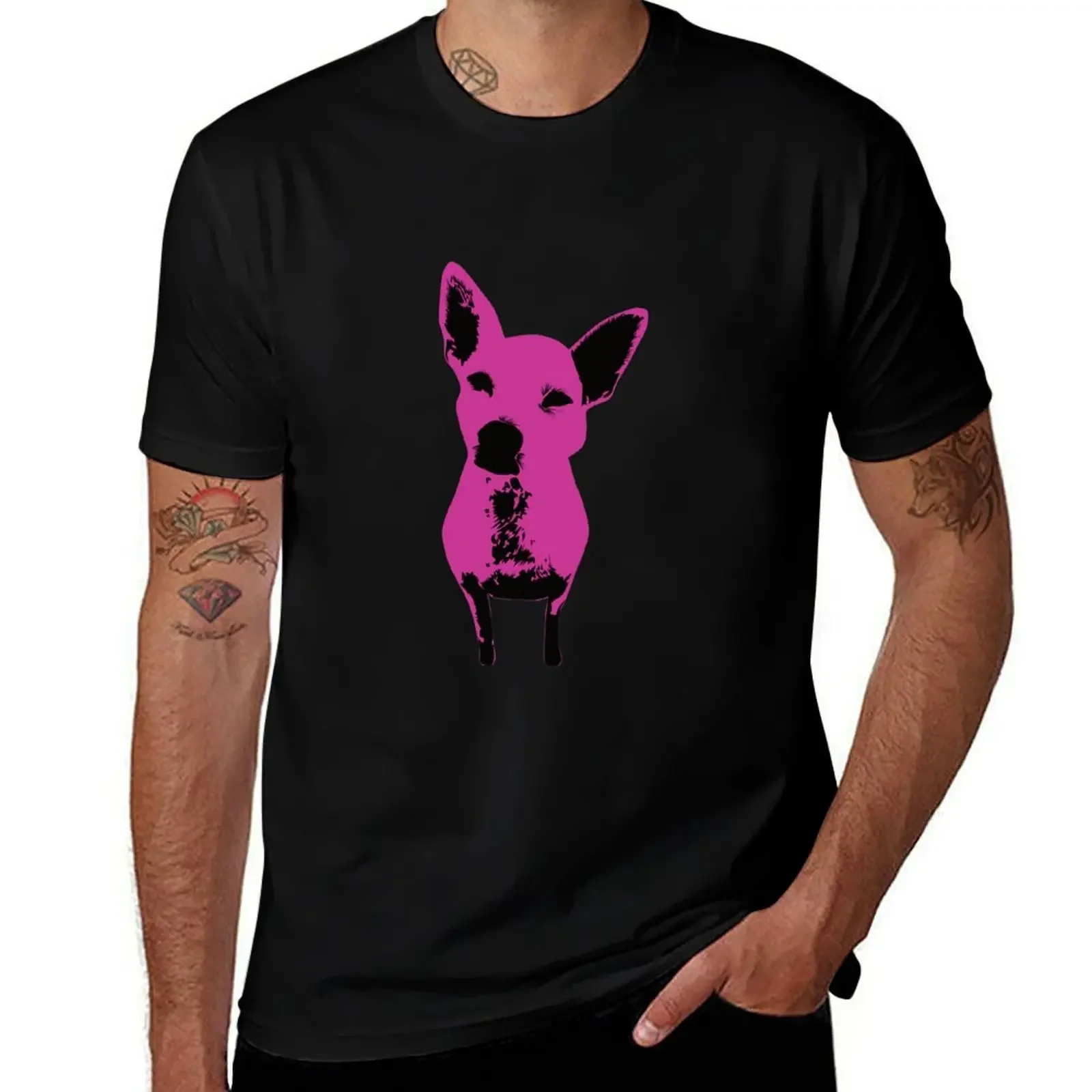 Pink Chihuahua Film Noir T-Shirt graphic t shirt vintage new edition anime tshirt big and tall t shirts for men