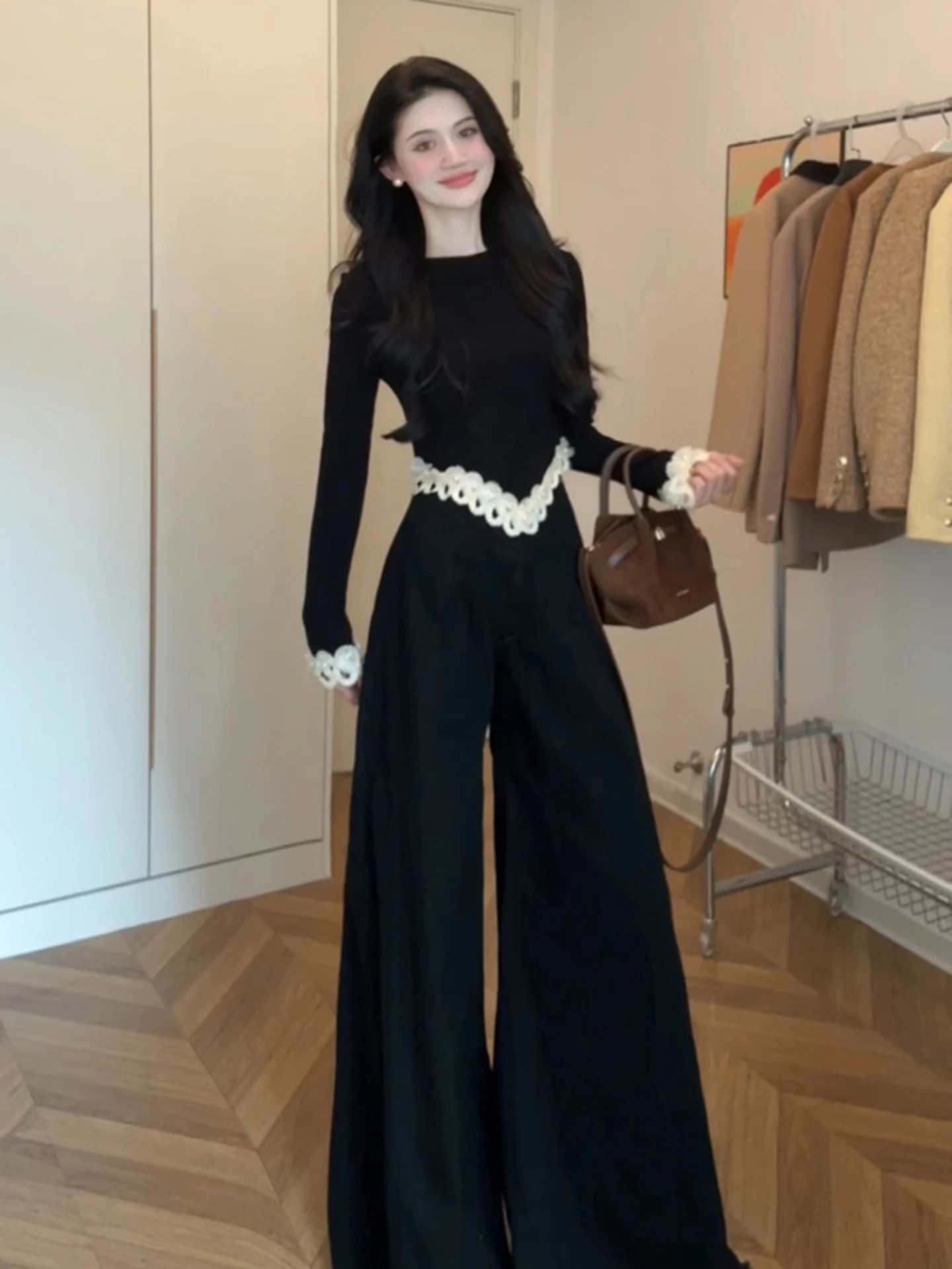 

Early Autumn Korean Sle Miu Series Faion Set Rich Girl Mi Series ular Two-Piece Casual Sle Winter Collection for Women