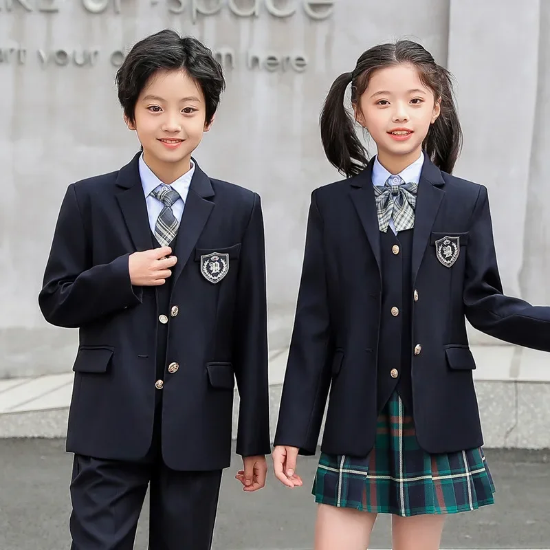 Children's suit Primary school uniform suit Spring long-sleeved British JK pleated skirt class uniform Kindergarten uniform