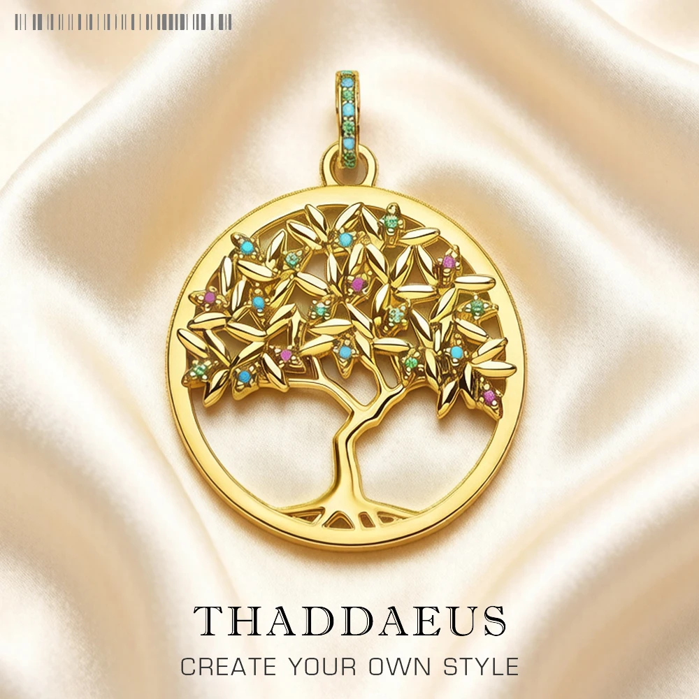 

Подвеска в виде красочного золотого дерева, новое ювелирное изделие из стерлингового серебра 925 пробы, европейские романтические аксессуары, подарок для женщины